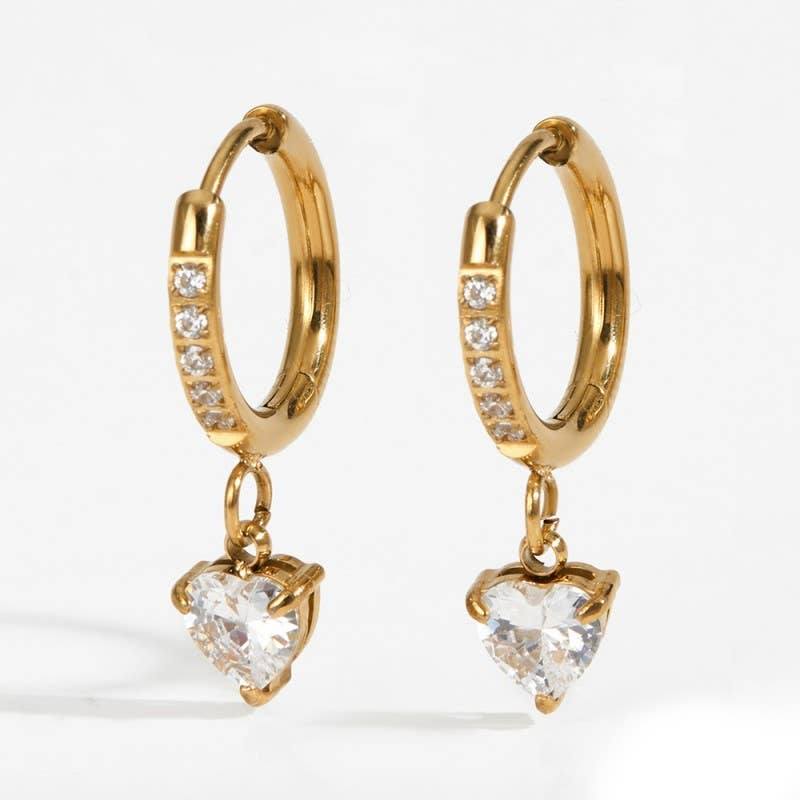 18K SS Gem Huggies