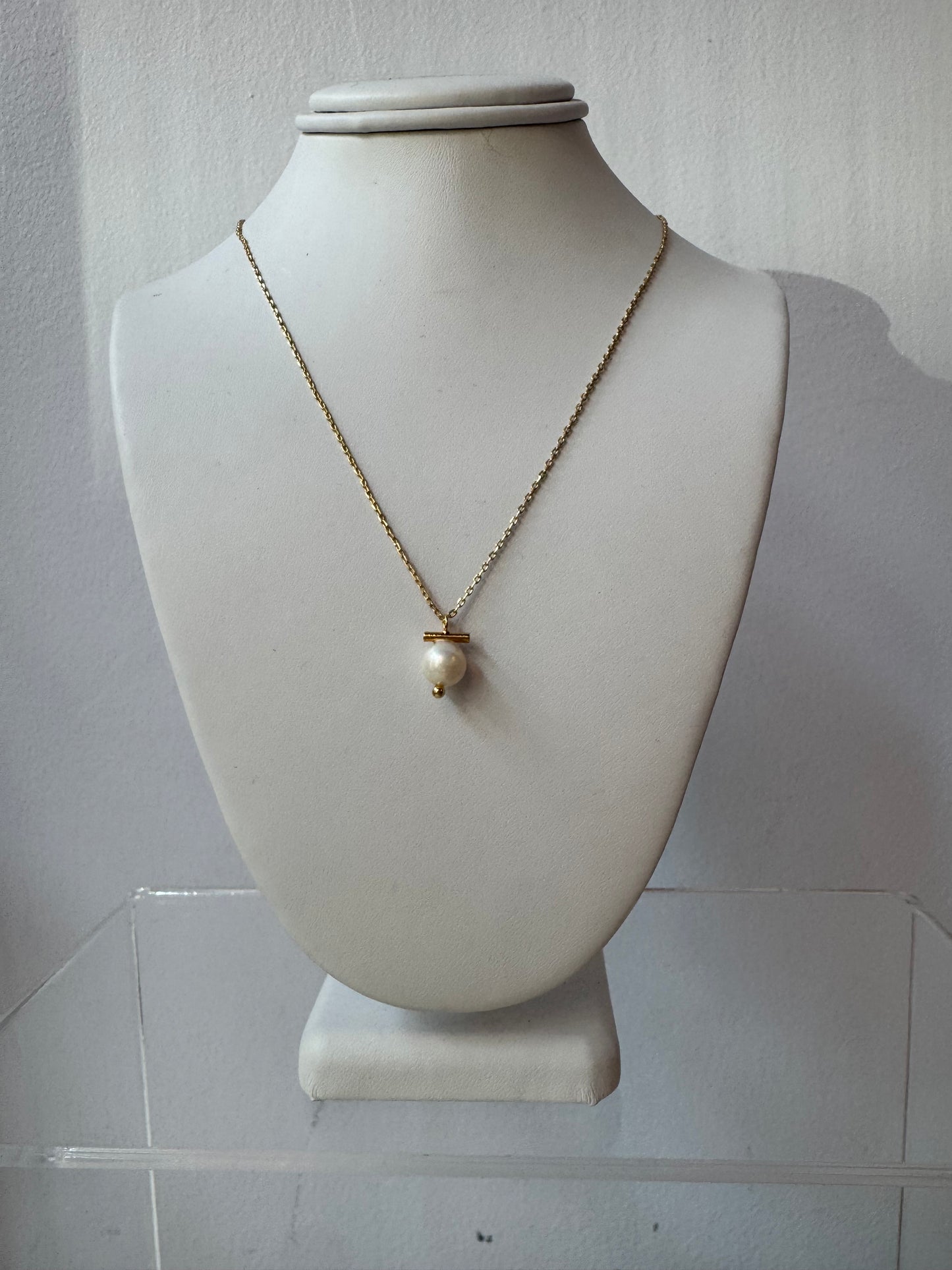 14k Dipped T BarPearl Necklace
