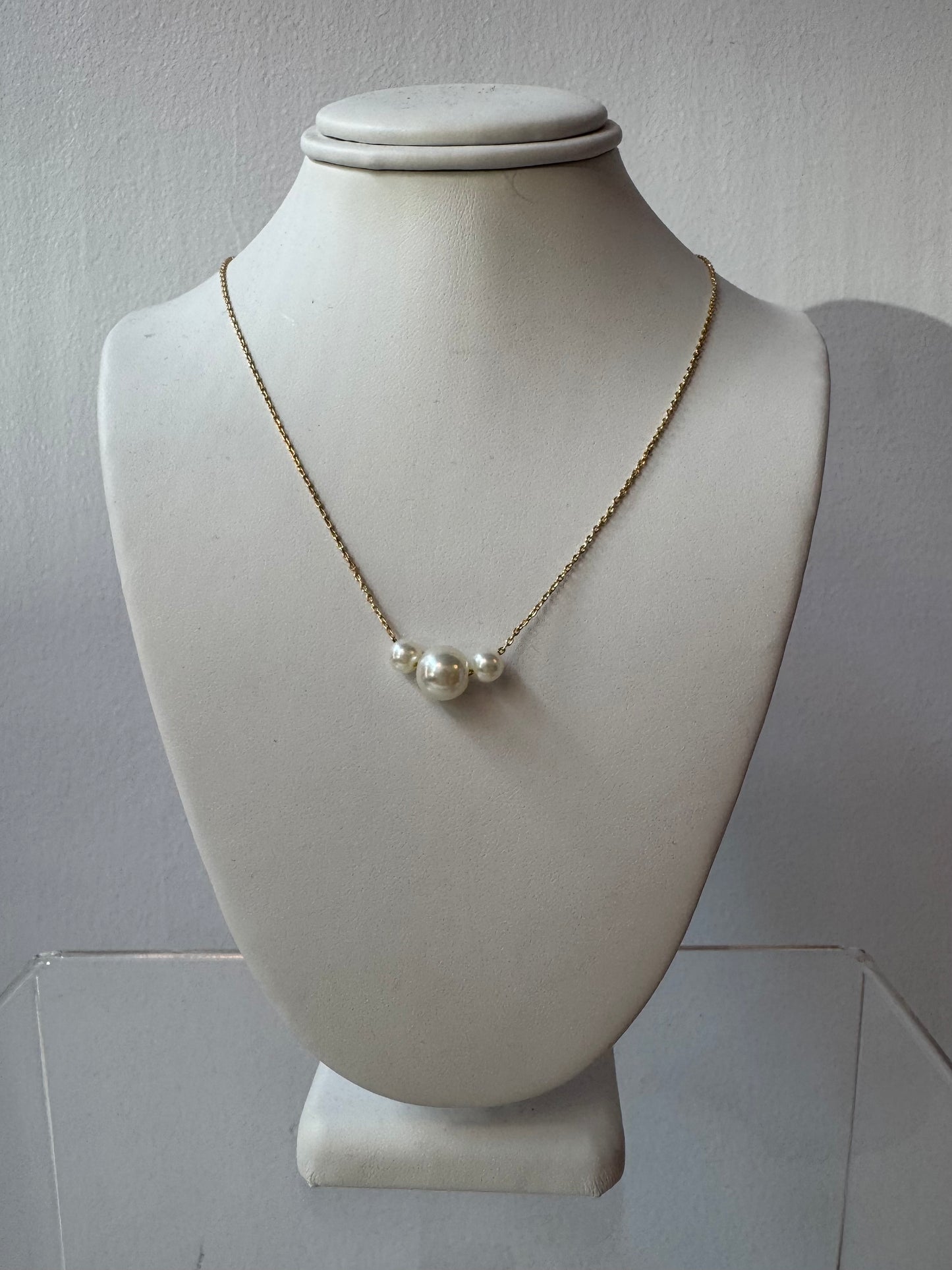 14k Dipped Triple Pearl Necklace