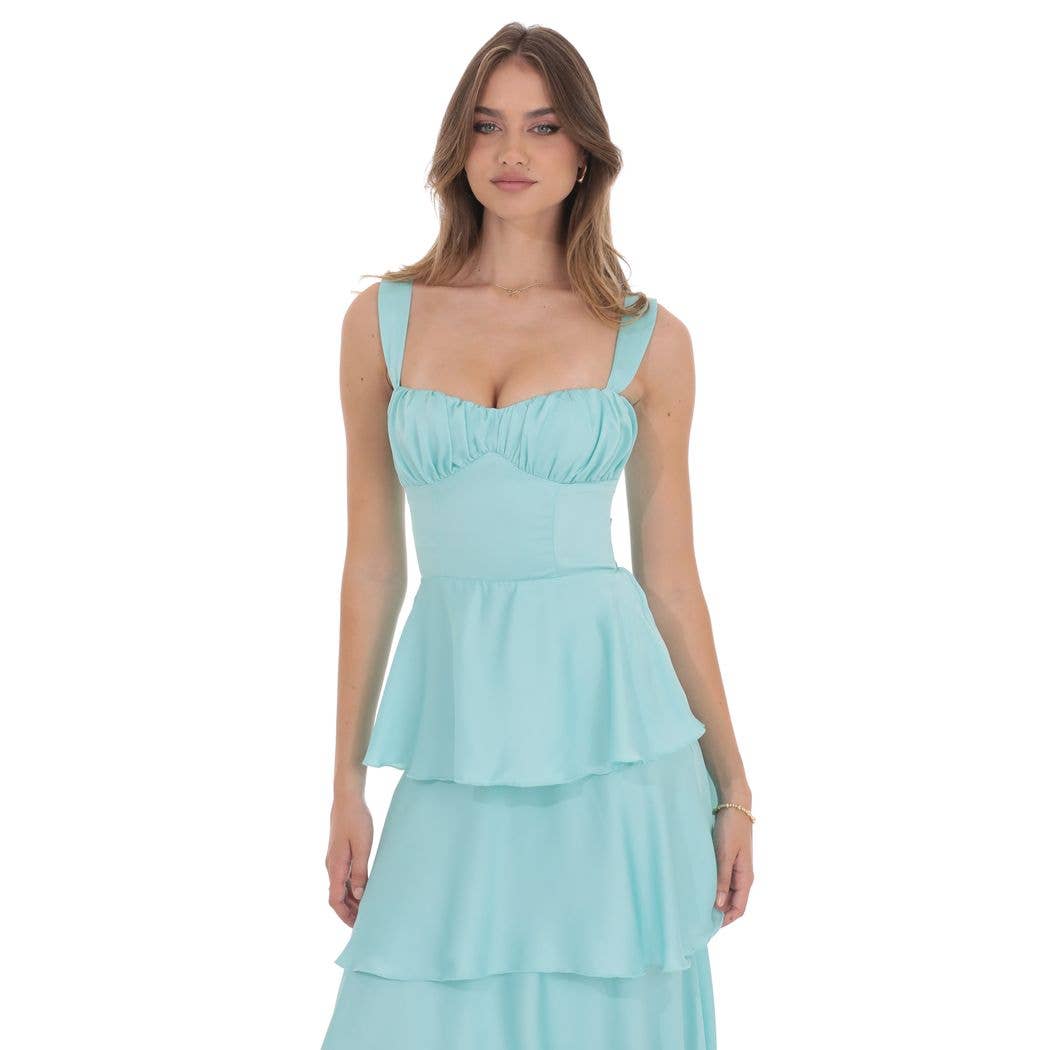 Satin Ruffle Maxi