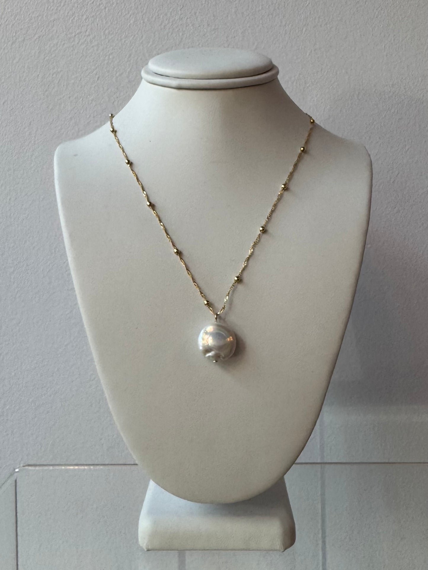 14k Dipped Circular Pearl Necklace