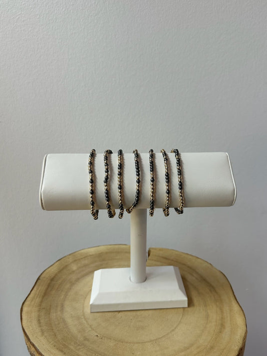 Pewter/Gold Small Bead Bracelet