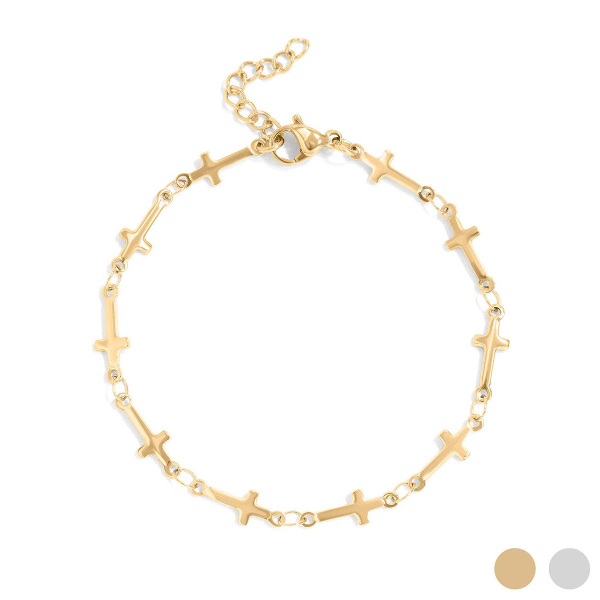 18K Gold Stainless Steel Cross Chain Bracelet