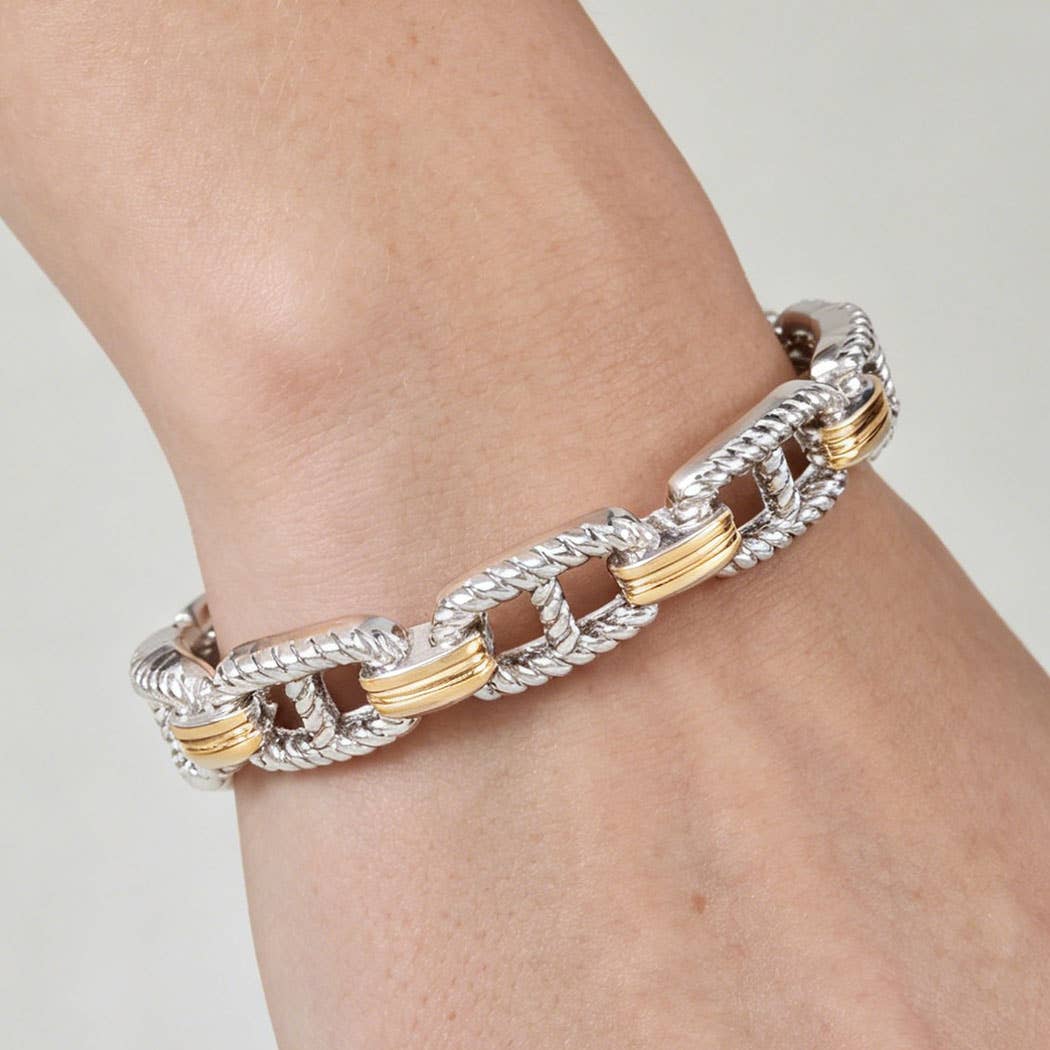 Gold Silver Twisted Link Chain Bracelet