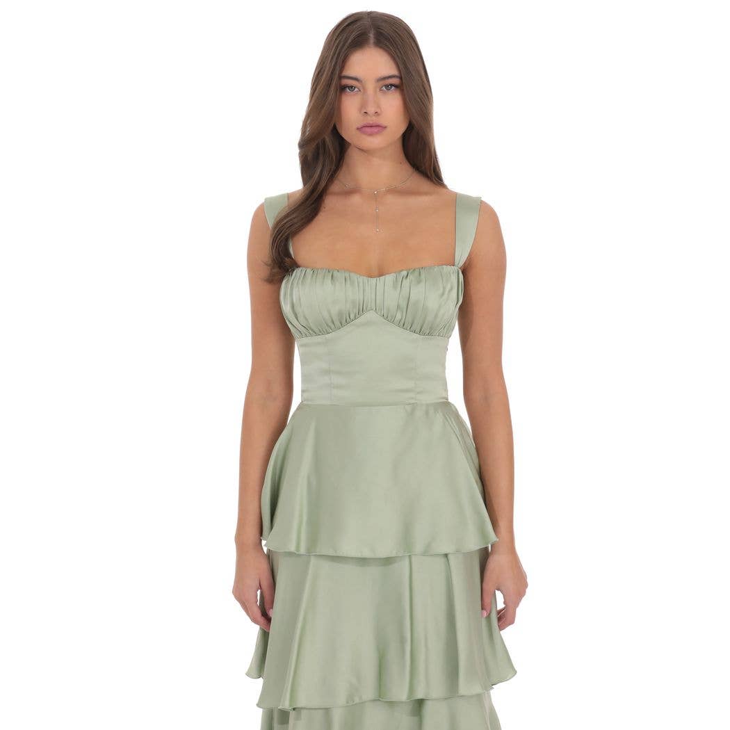 Satin Ruffle Maxi