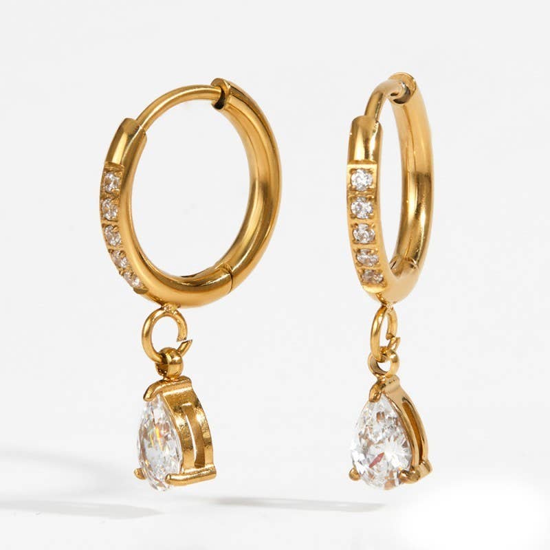 18K SS Gem Huggies