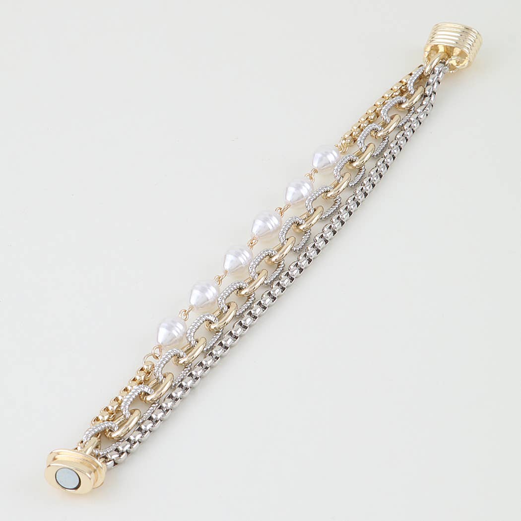 Gold Silver Cubic Zirconia Chain Bracelet