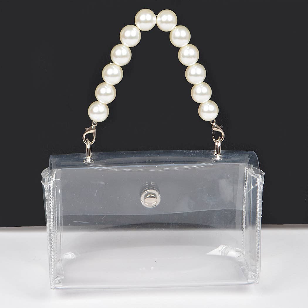 Transparent Pearl Handle Flap Bag