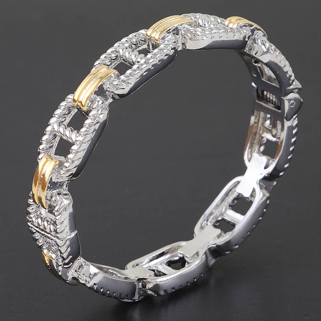 Gold Silver Twisted Link Chain Bracelet