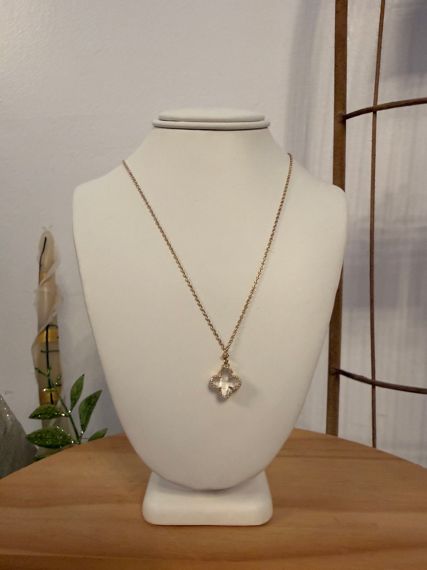 Clear Clover Necklace