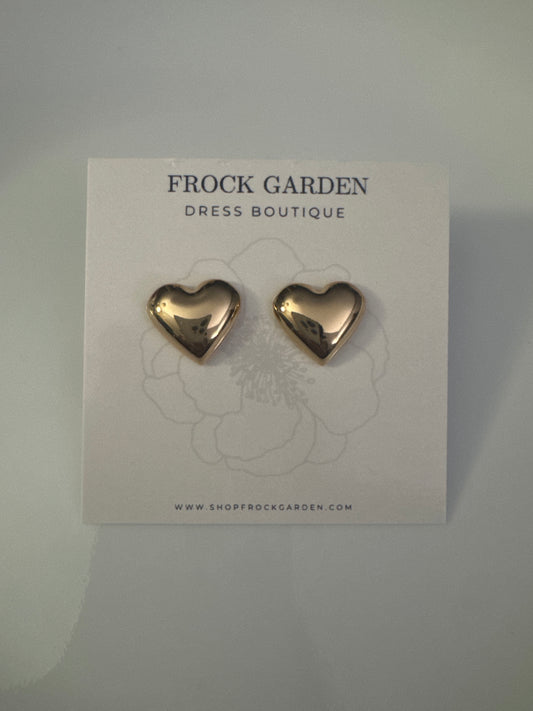 Gold Puffy Heart Earrings