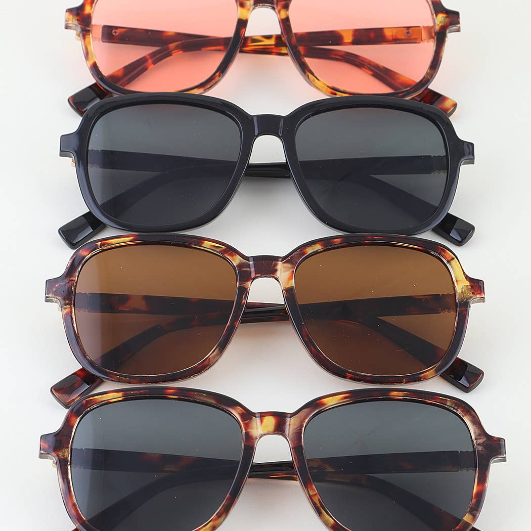 Minimal Tortoise Box Tinted Sunglasses
