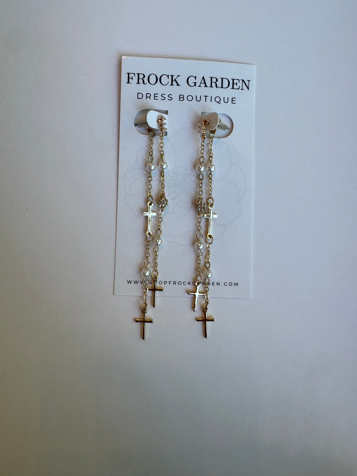 Cross Pearl Front Back Earring