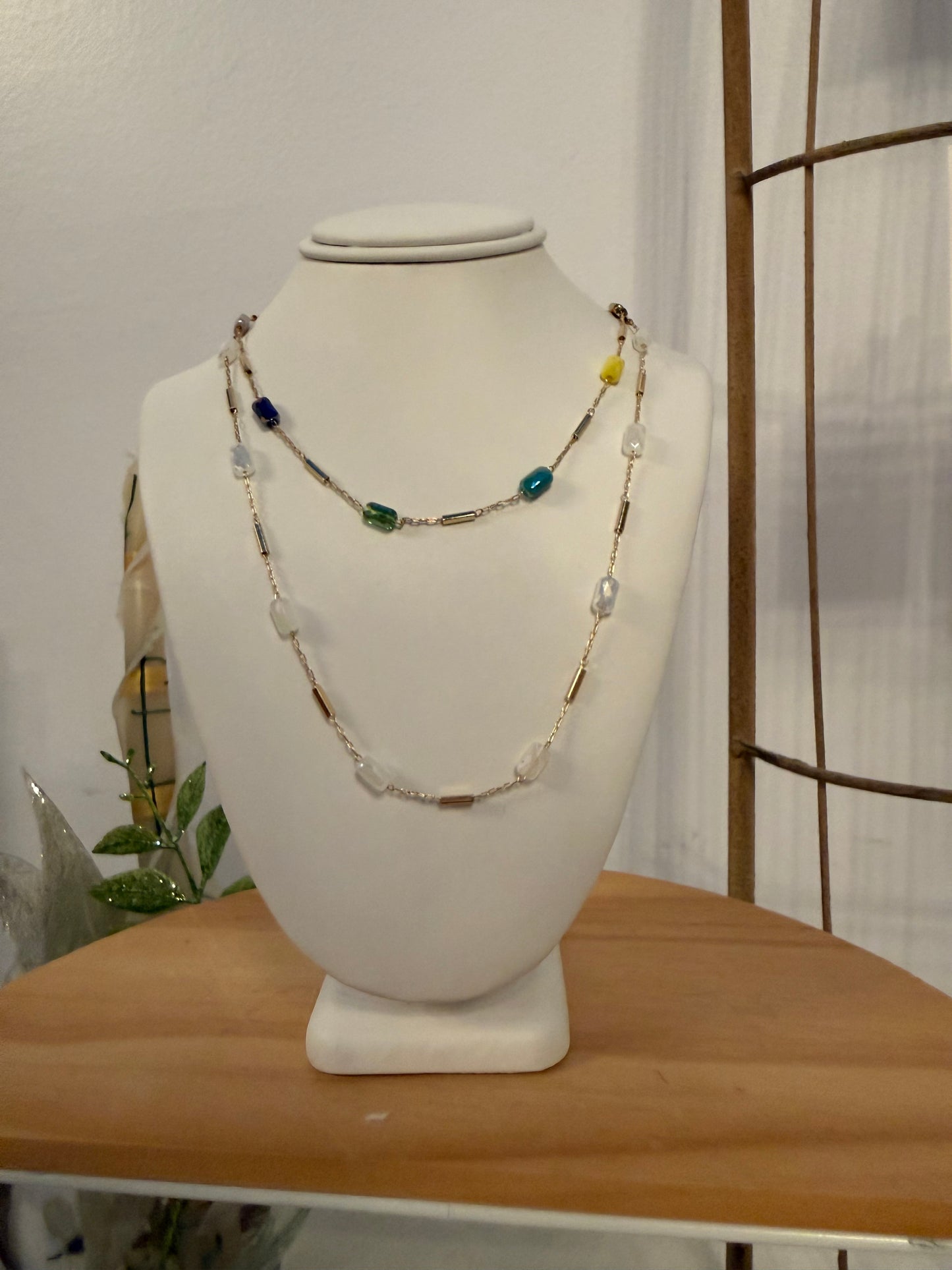 Gem Beaded Chain Necklace