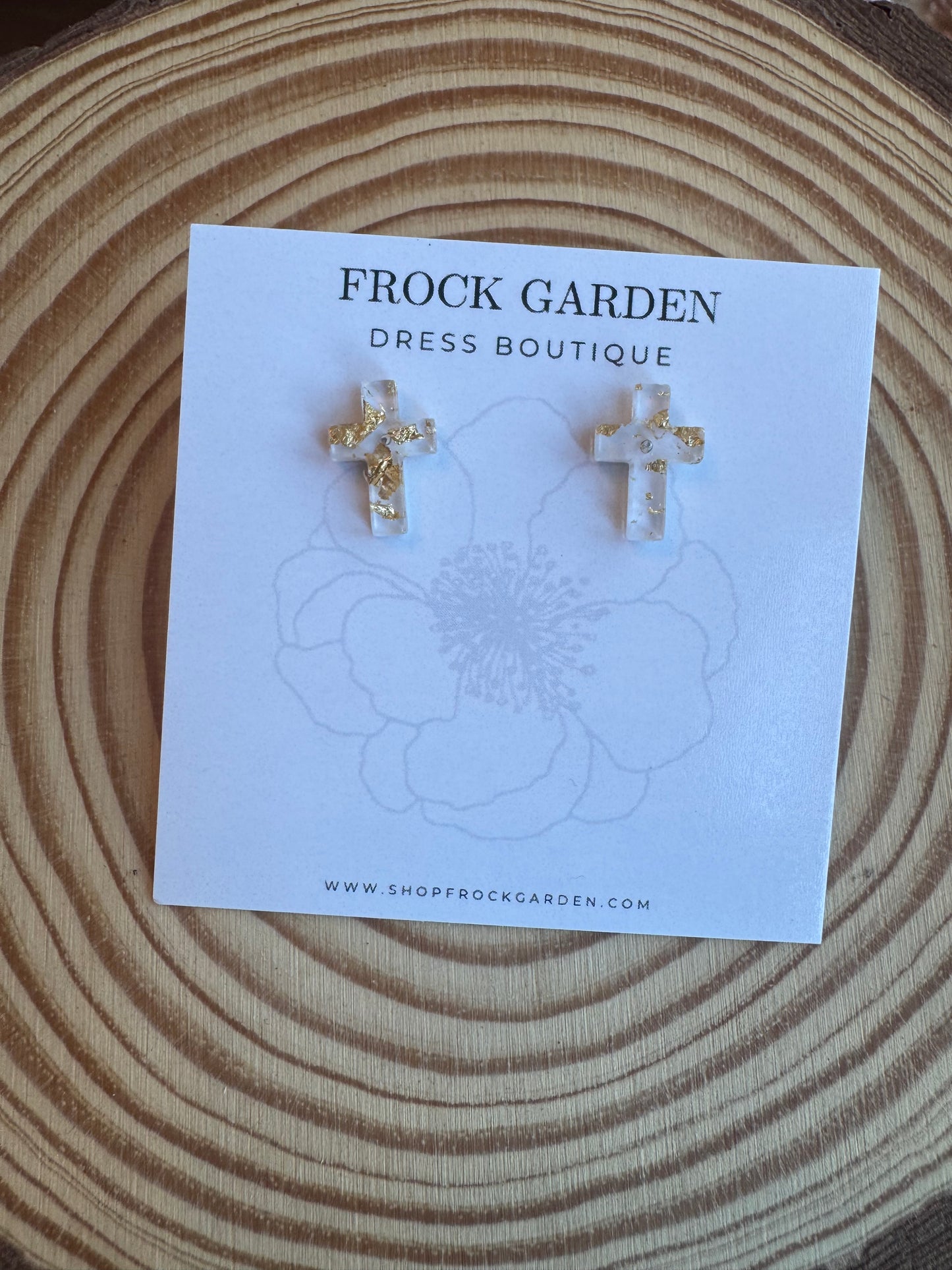 SM Gold Flake Cross Earrings