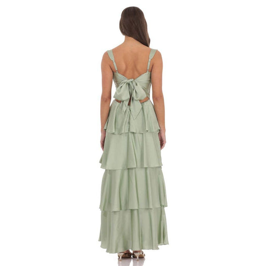 Satin Ruffle Maxi
