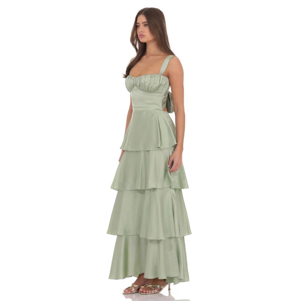 Satin Ruffle Maxi
