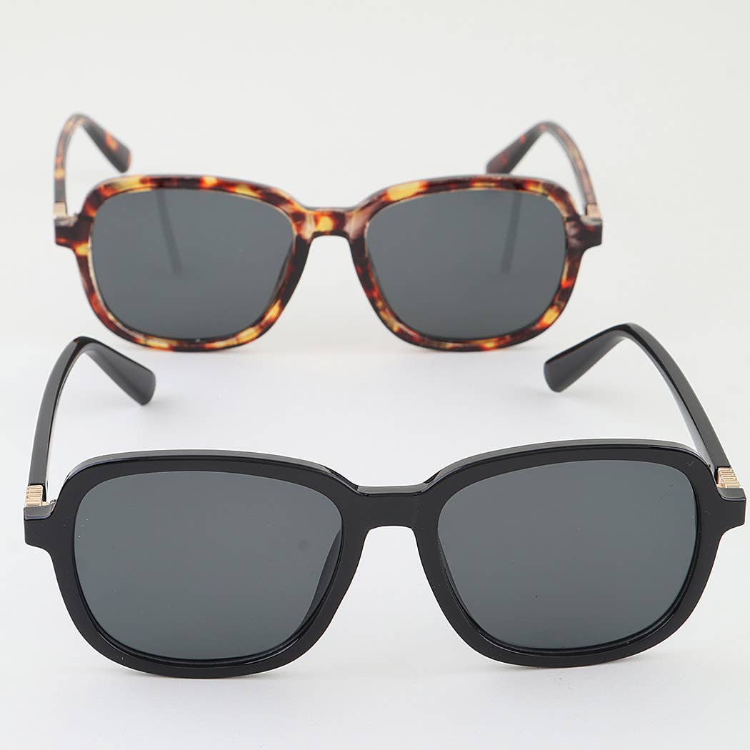 Minimal Tortoise Box Tinted Sunglasses