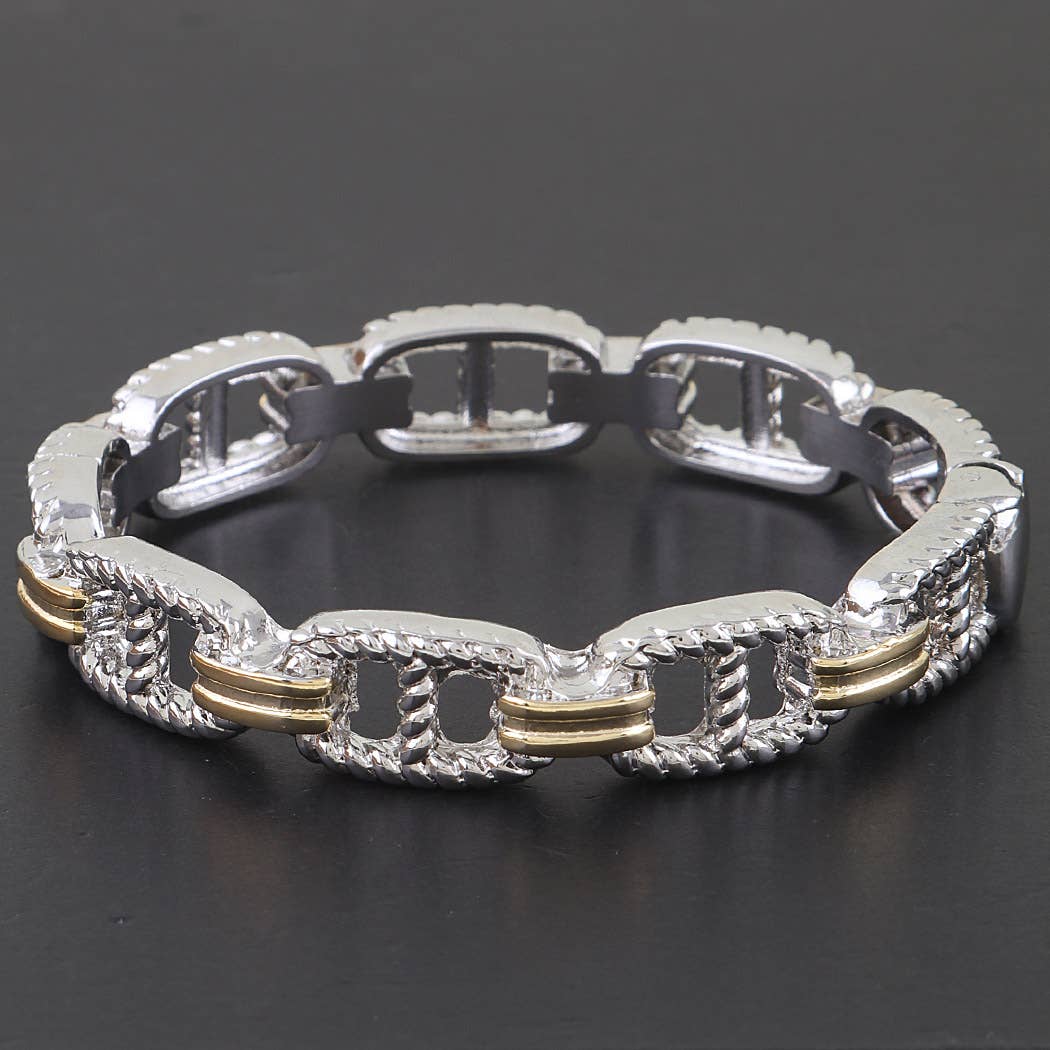 Gold Silver Twisted Link Chain Bracelet