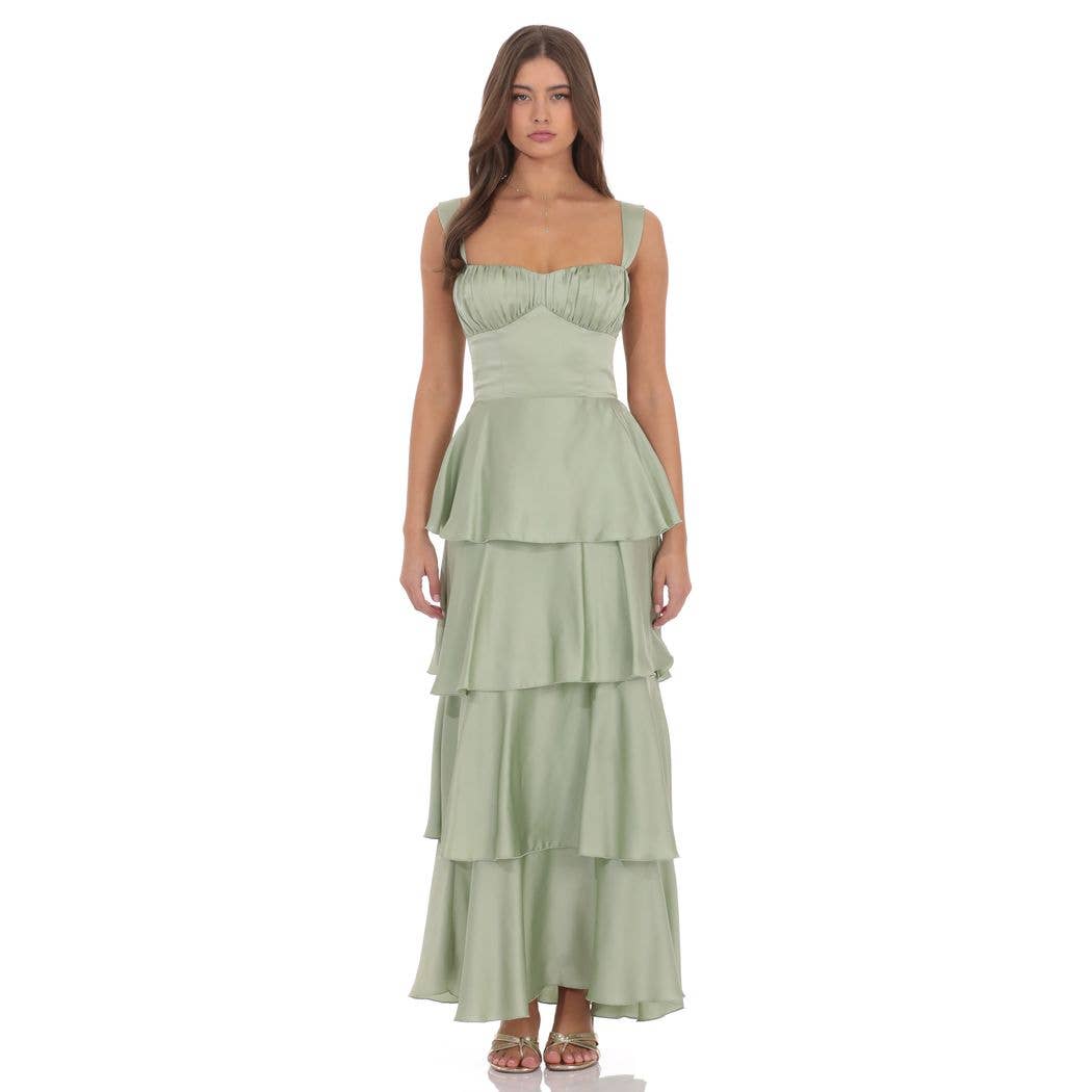 Satin Ruffle Maxi
